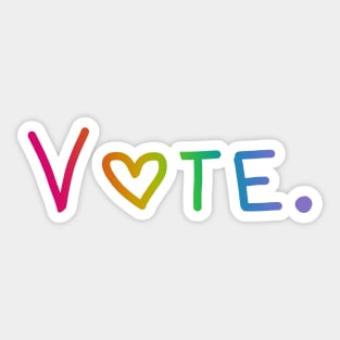 Vote. (Rainbow Ombre, Heart Font) Sticker